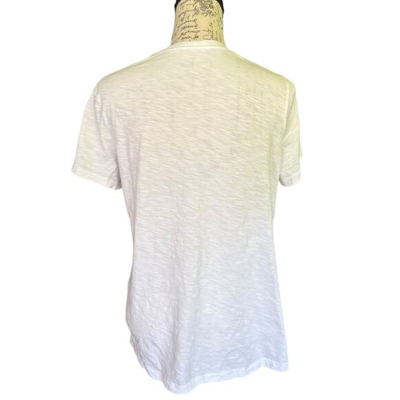 Felina White Cotton Blend V Neck Shirt Size Large - Picture 2 of 5
